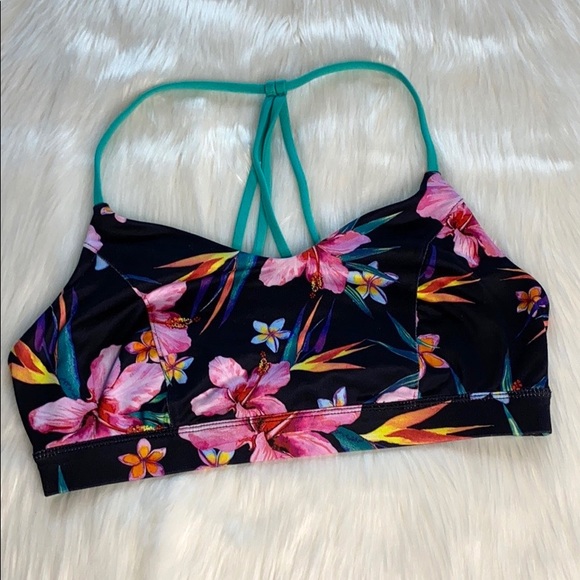 Old Navy Other - Old Navy Black and Pink Floral Sports Bra